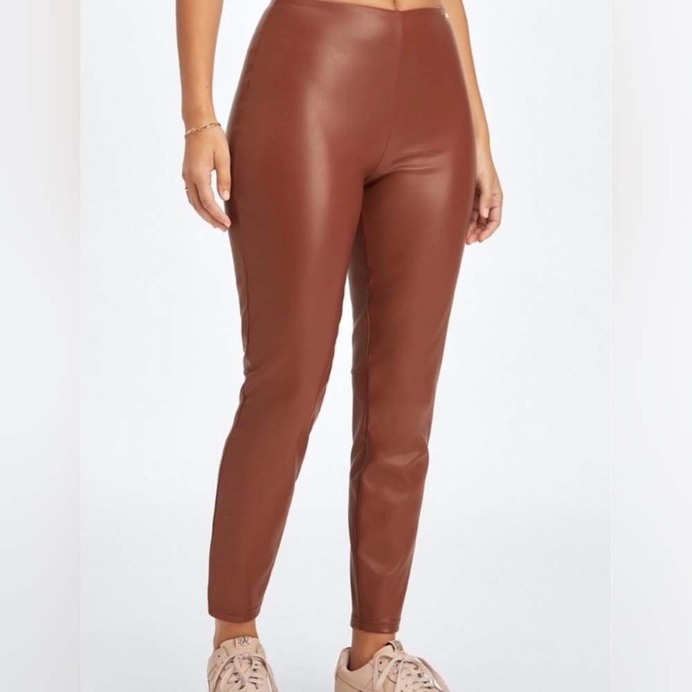 Vegan Leather Leggings Cognac Brown Size L